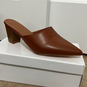 Tan Pleather Mules NWOT